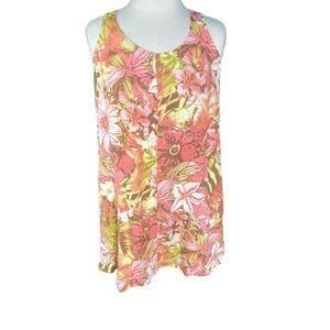 J. Jill Love Linen Floral Shift Dress Sleeveless 100% Linen Women’s Small Summer